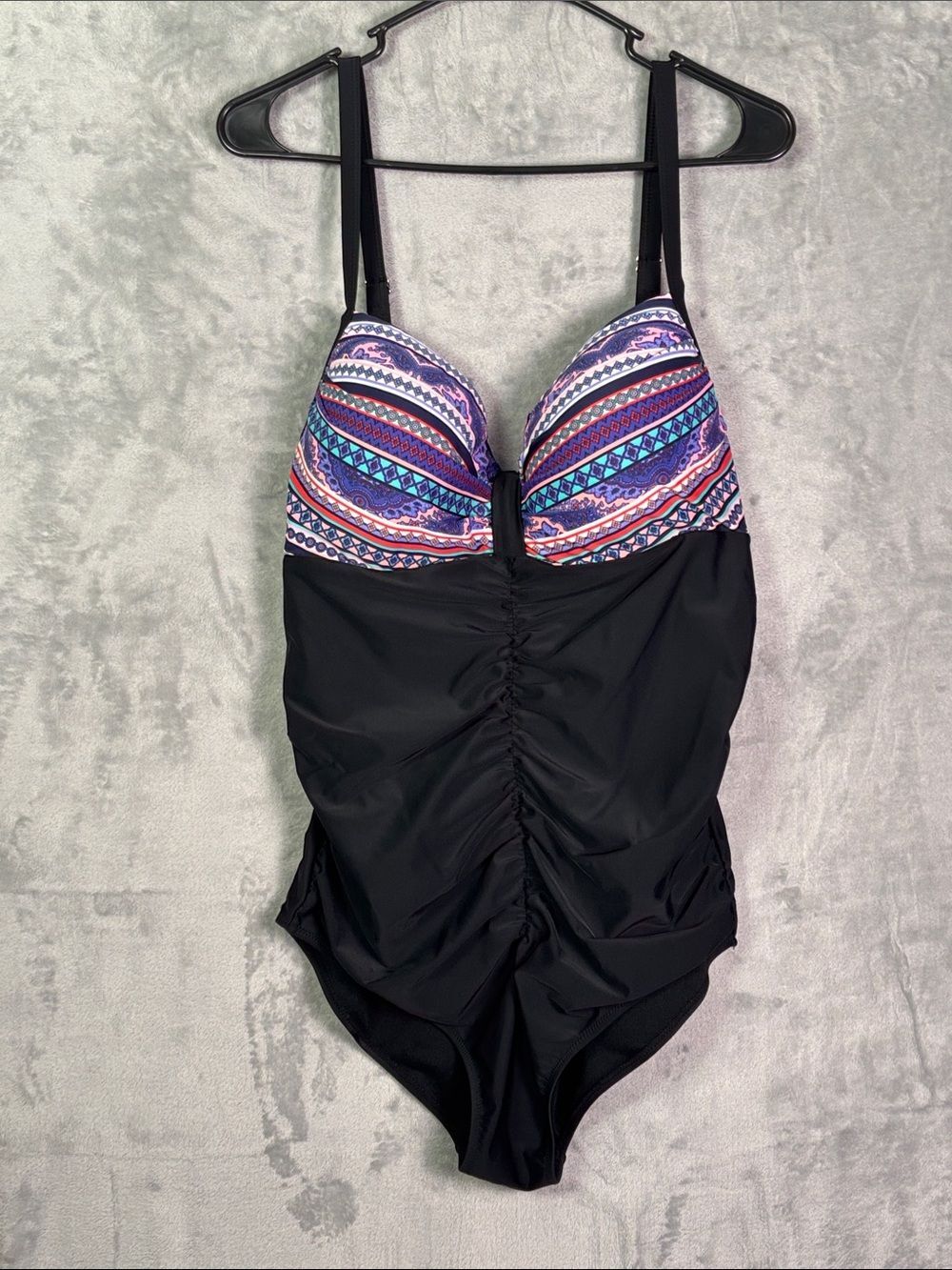Ruching One Piece Pink Purple Swim Bathing Suit Size XL